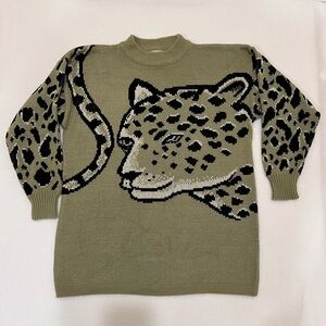 Vintage Francis Design Wool Blend Leopard Sweater M Unisex